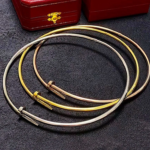 Silver Nail Choker Necklace Platinum No stones Screw Nailhead - Picture 5 of 8